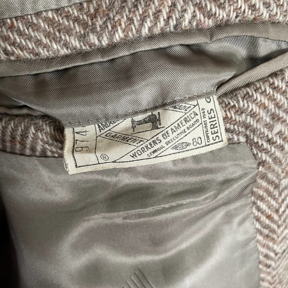 Vintage Lanvin Paris Luxury 100% Pure Scottish Wool Tweed Blazer Leather Accent - Picture 5 of 8